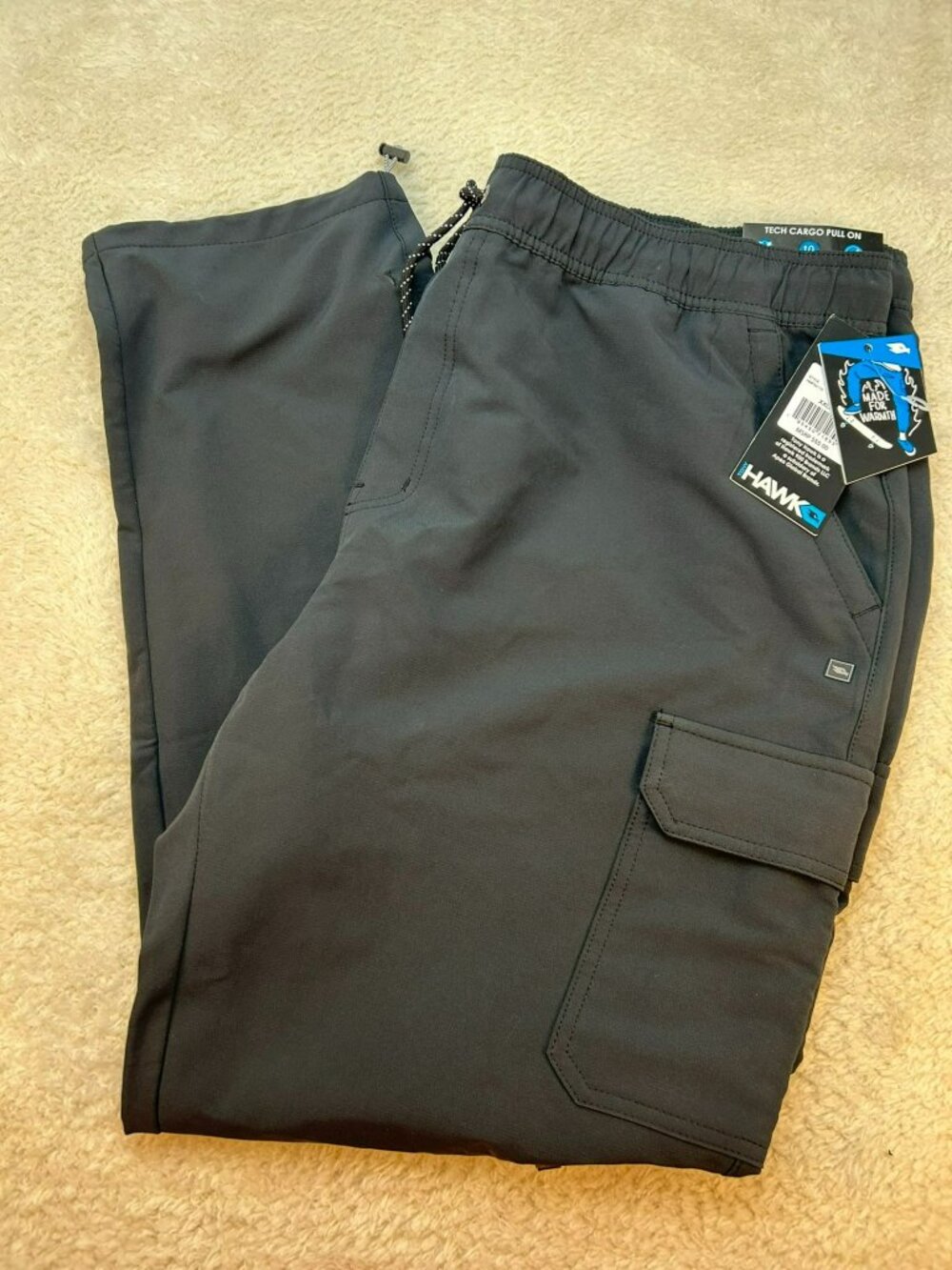 Tony Hawk Men’s Tech Cargo Black Pants XXL Stretch Material New With Tags